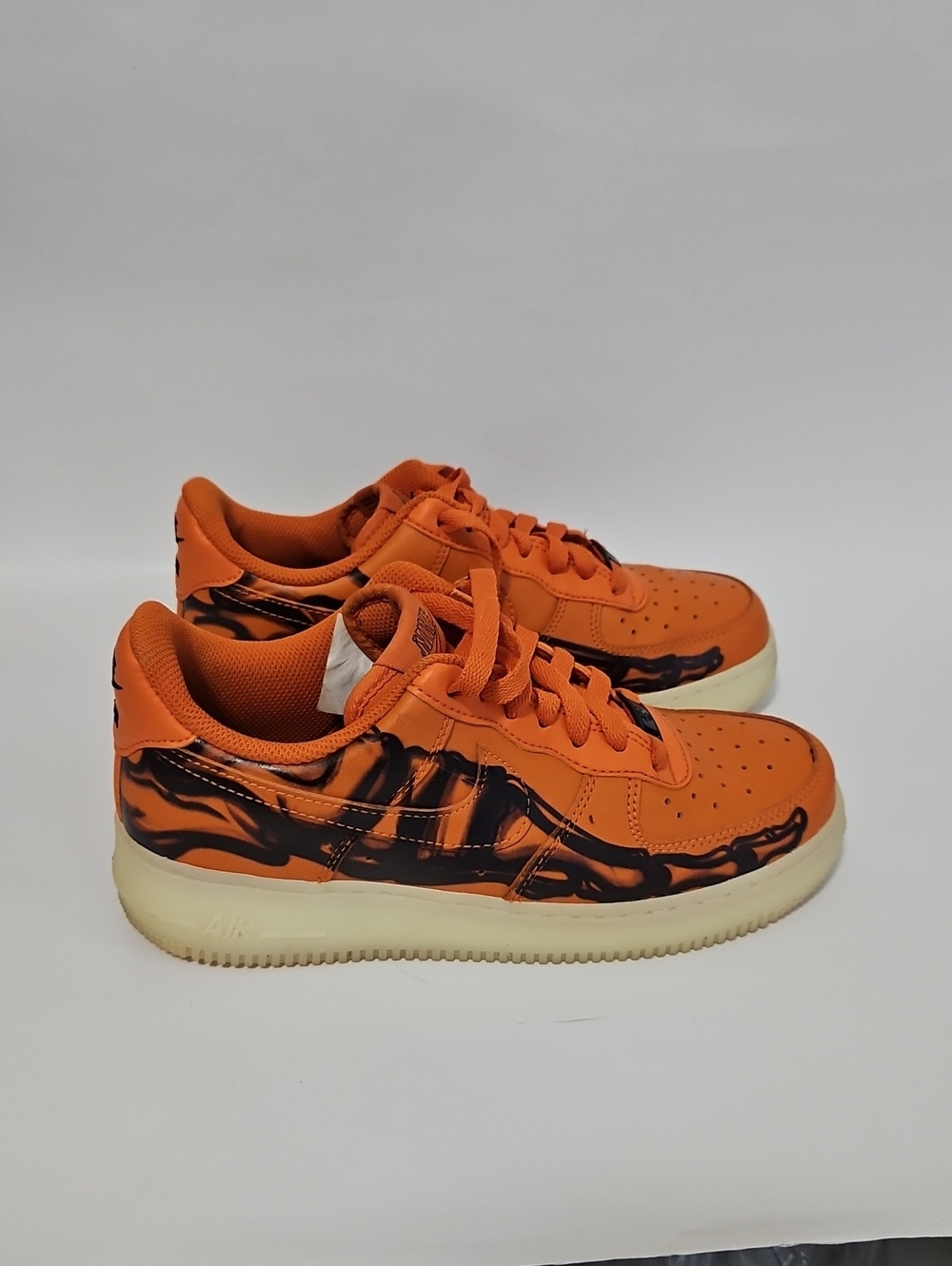 NIKE Air Force 1 Skeleton Orange And Black Size 6